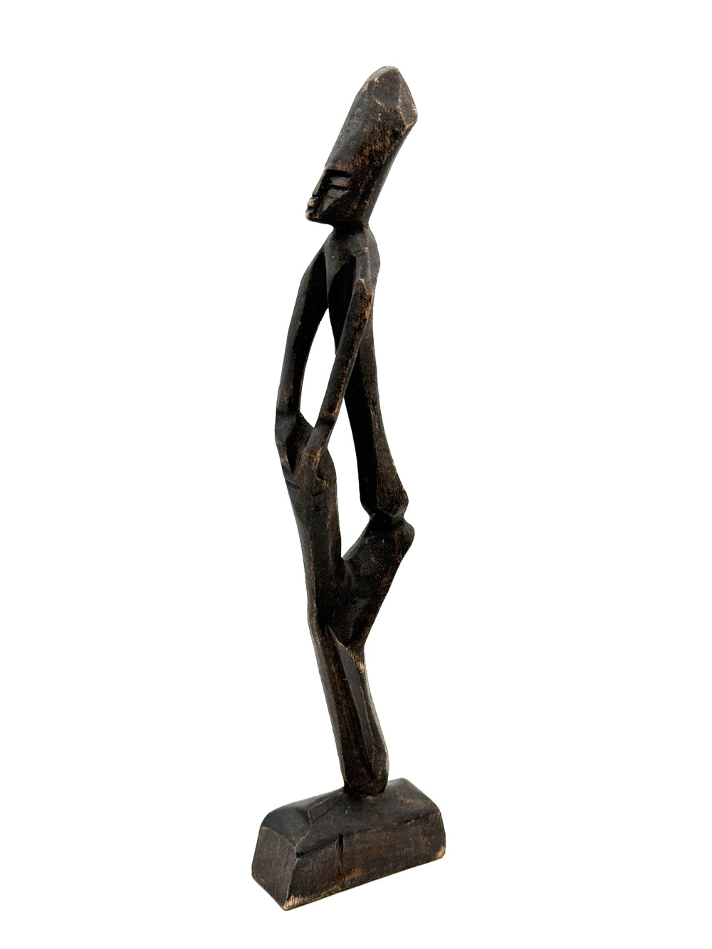 Vintage Abstract Hand Carved Wood Figure Sculpture 11.5" African Style Folk Art